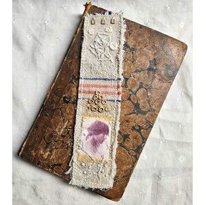 Embroidery Slow Stitch Junk Journal Bookmark Gypsy Woman Vintage Copper Charms
